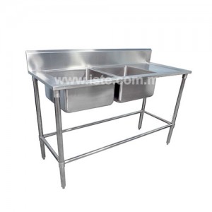 Stainless Steel Double Bowl Sink Table