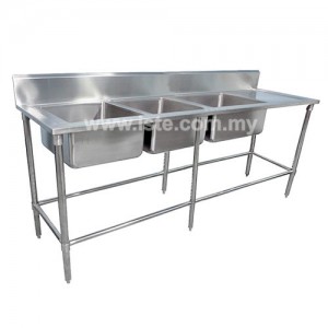 Stainless Steel Triple Bowl Sink Table